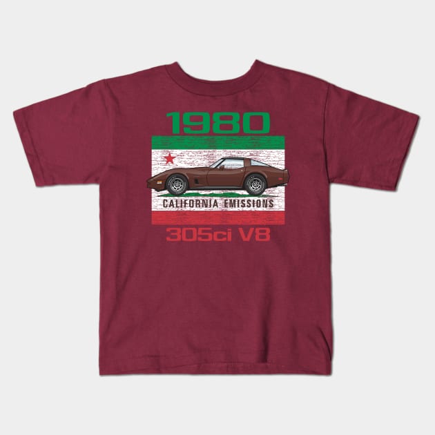 California Emissions Brown 1980 Kids T-Shirt by JRCustoms44